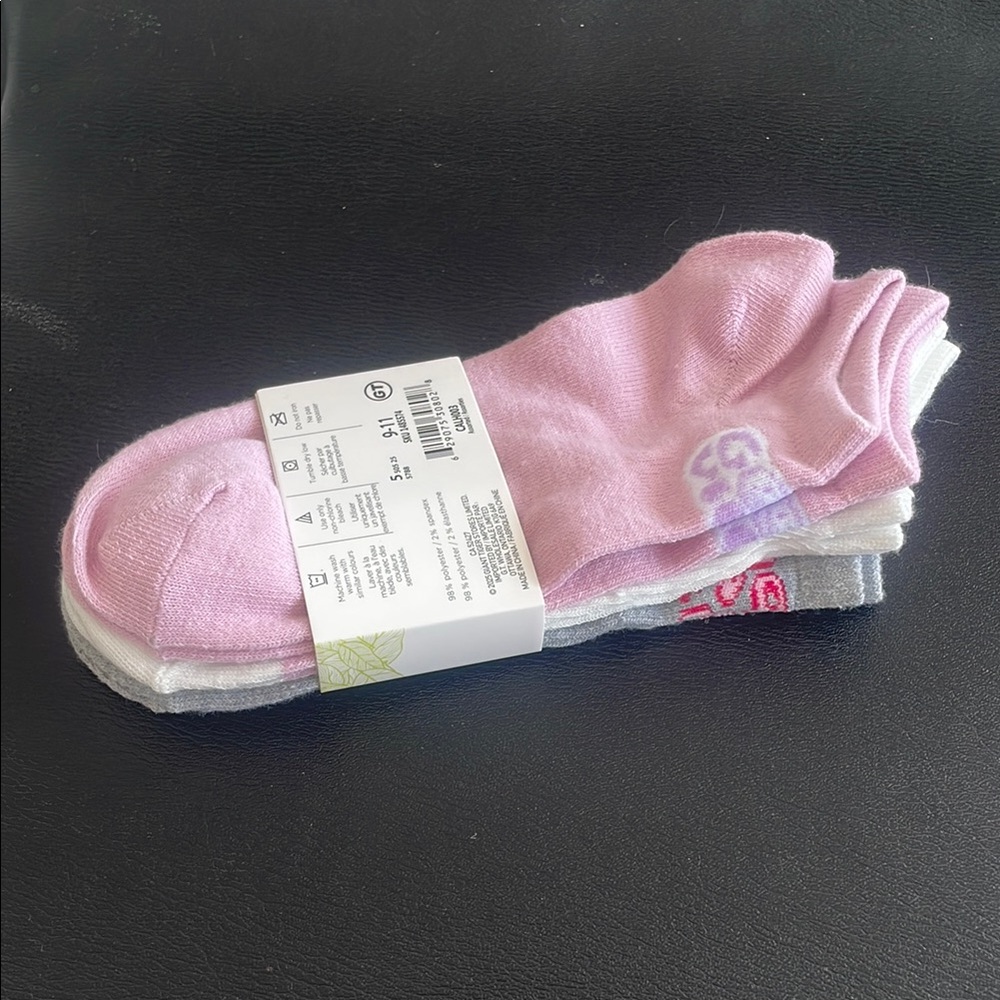 Low Cut White, Gray and Pink Ankle Socks 3 Pairs